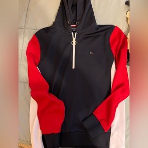 Mens Tommy Hilfiger half zip hoodie, size med. lightly worn